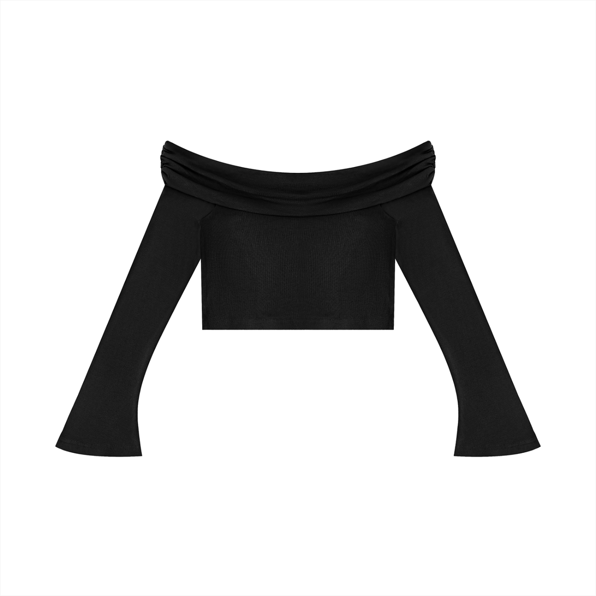 Momento Mori Women's Off-the-Shoulder Bell Sleeve Crop T-Shirt
