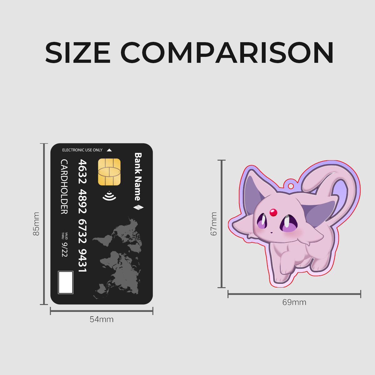 Chibi Espeon/Psychic Cat || Pokemon Inspired Colored Edge Acrylic Keychains