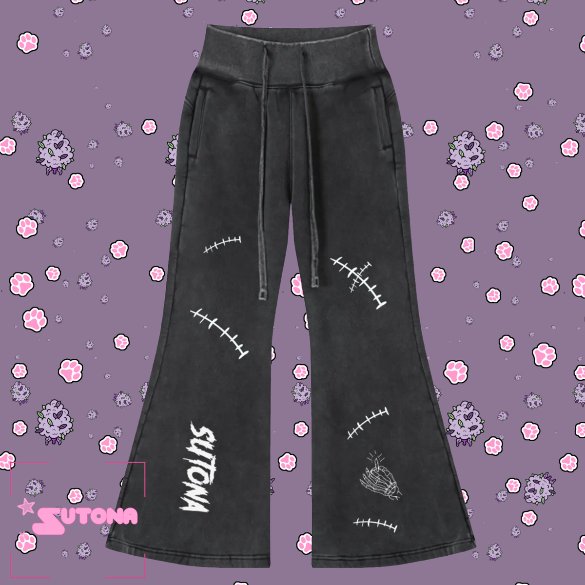 Momento Mori Vintage Washed Flared Fleece Pants