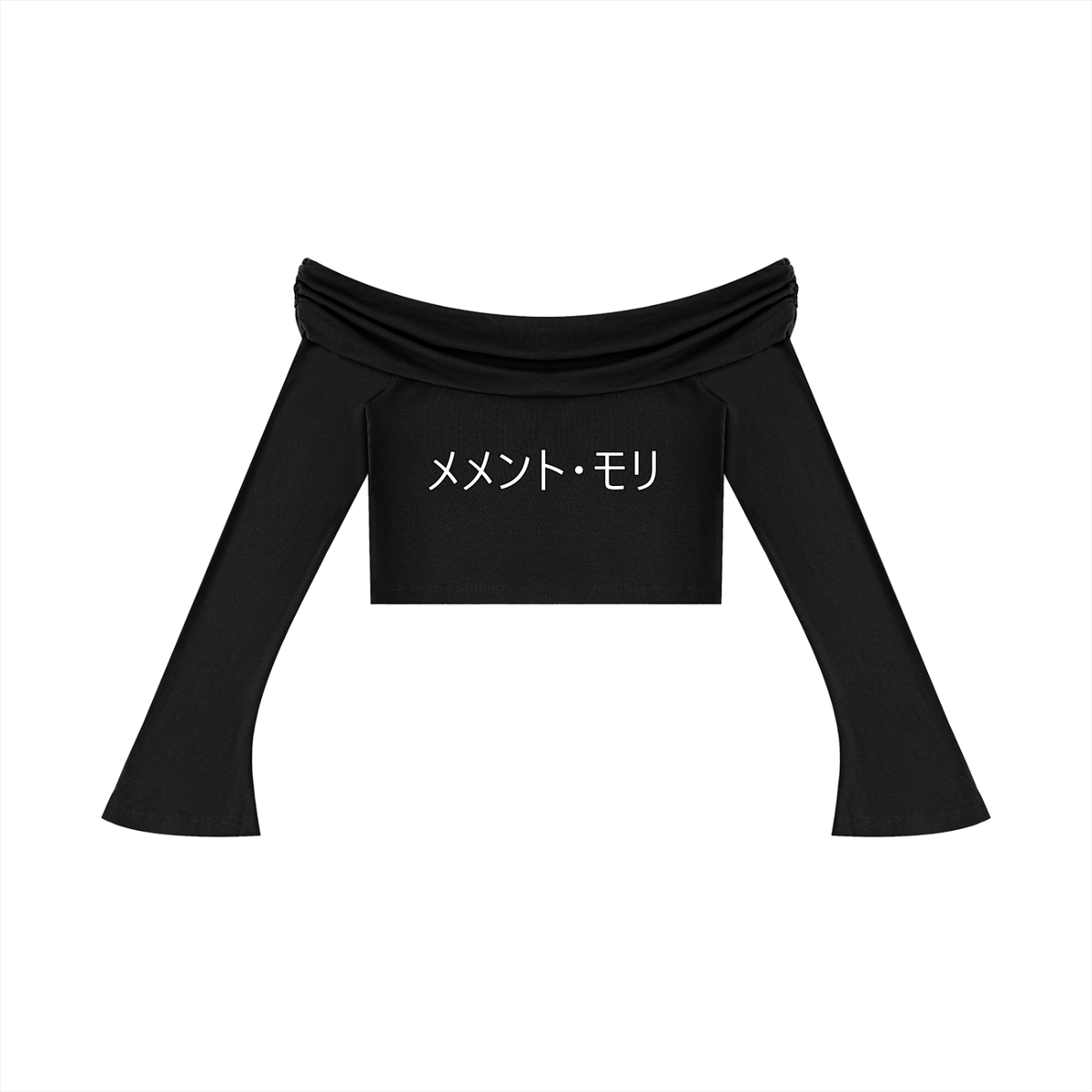Momento Mori Women's Off-the-Shoulder Bell Sleeve Crop T-Shirt