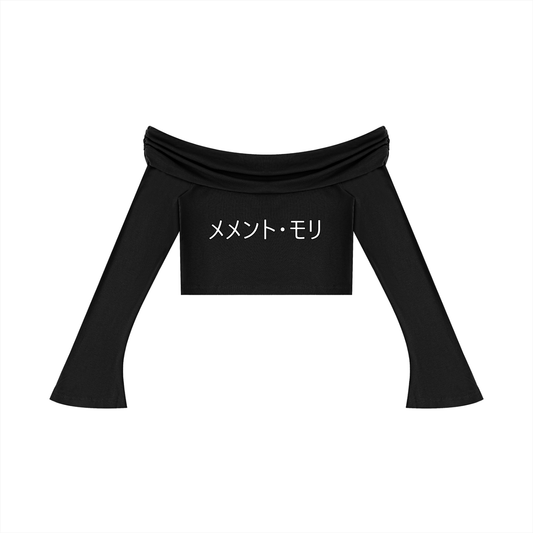 Momento Mori Women's Off-the-Shoulder Bell Sleeve Crop T-Shirt