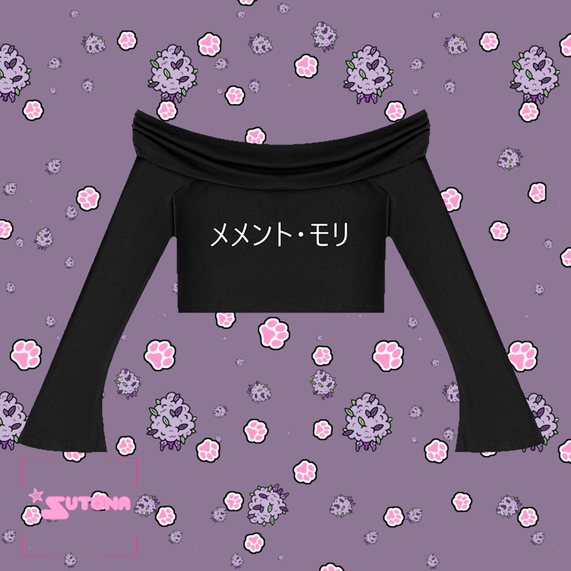 Momento Mori Women's Off-the-Shoulder Bell Sleeve Crop T-Shirt