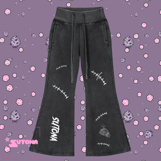 Momento Mori Vintage Washed Flared Fleece Pants
