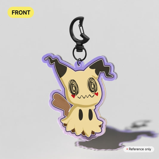 Chibi Female Mimikyu || Puppet Pokemon Inspired Colored Edge Acrylic Keychains
